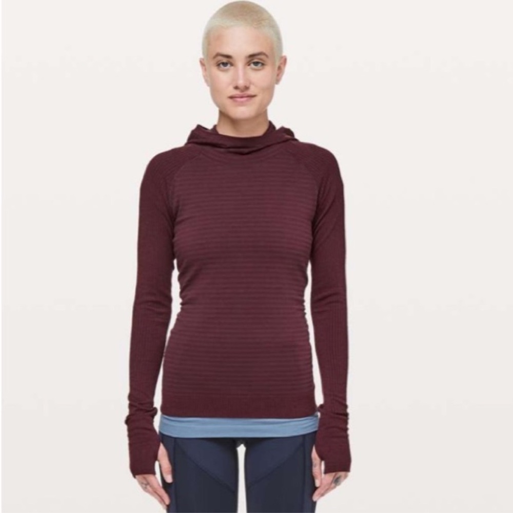 Lululemon keep the heat thermal hoodie maroon red‎ size 8 women’s